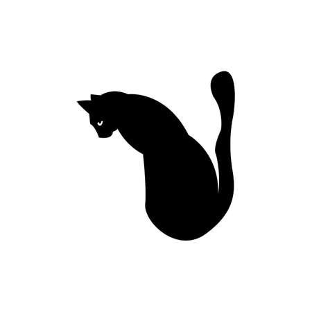Mystical Black cat on white background.のイラスト素材