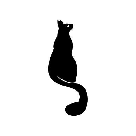 Mystical Black cat on white background.のイラスト素材