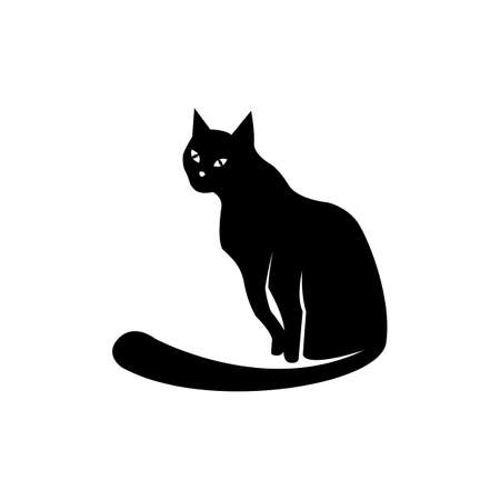Mystical Black cat on white background.のイラスト素材