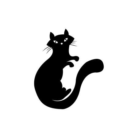 Mystical Black cat on white background.のイラスト素材
