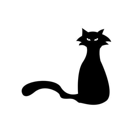 Mystical Black cat on white background.のイラスト素材
