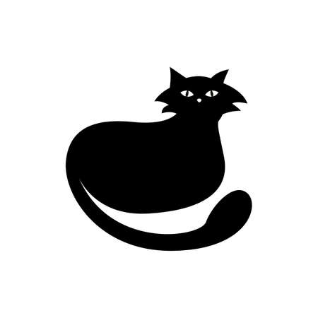 Mystical Black cat on white background.のイラスト素材