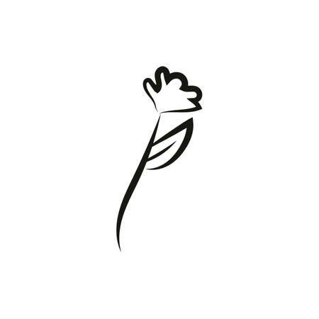 Abstract flower drawn by hand in a continuous line. Minimalist style. Spring floral design elementのイラスト素材