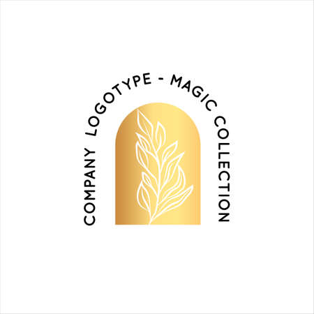 Magic Gold Logo. Mystical composition. Boho style and esoteric.のイラスト素材