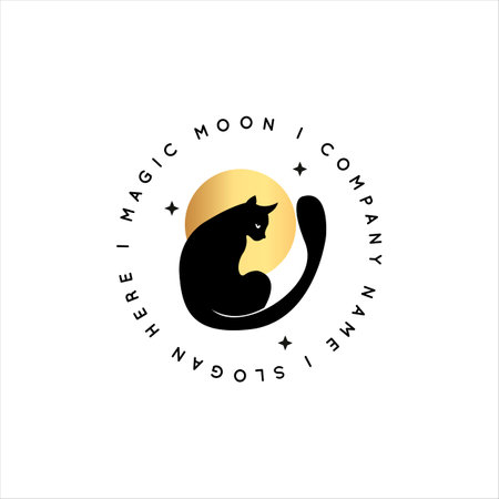 Magic Gold Logo. Mystical composition. Boho style and esoteric.のイラスト素材