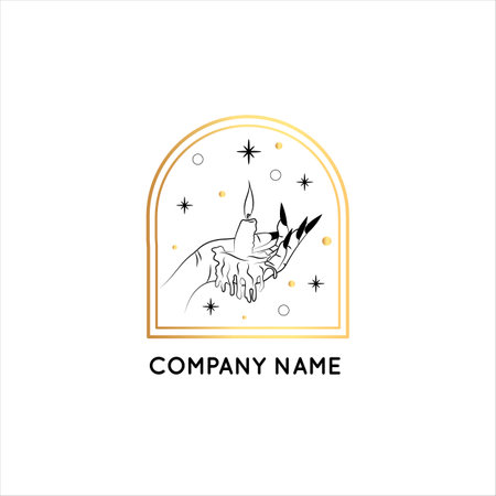 Magic Gold Logo. Mystical composition. Boho style and esoteric.のイラスト素材
