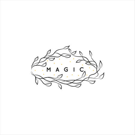 Magic Gold Logo. Mystical composition. Boho style and esoteric.のイラスト素材
