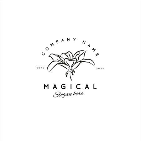 Magic Gold Logo. Mystical composition. Boho style and esoteric.のイラスト素材
