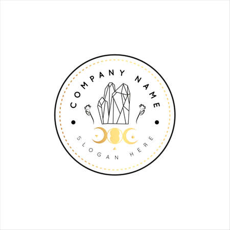 Magic Gold Logo. Mystical composition. Boho style and esoteric.のイラスト素材
