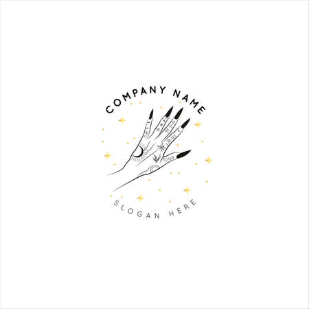 Magic Gold Logo. Mystical composition. Boho style and esoteric.のイラスト素材