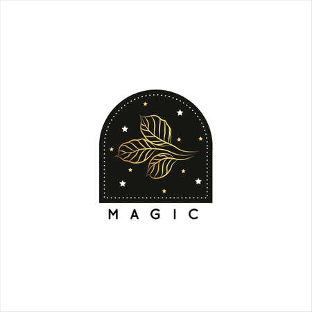 Magic Gold Logo. Mystical composition. Boho style and esoteric.のイラスト素材