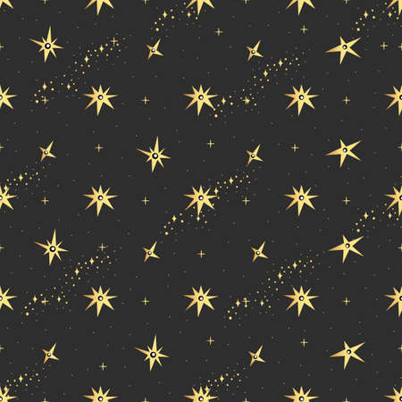 Night sky pattern. Vector magic seamless patternのイラスト素材