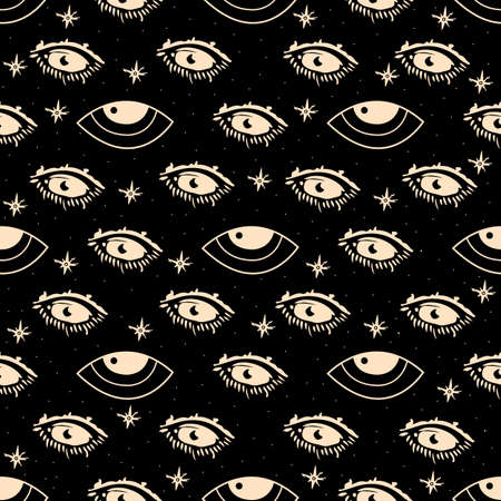 Eye vector seamless pattern. Vector magic seamless patternのイラスト素材