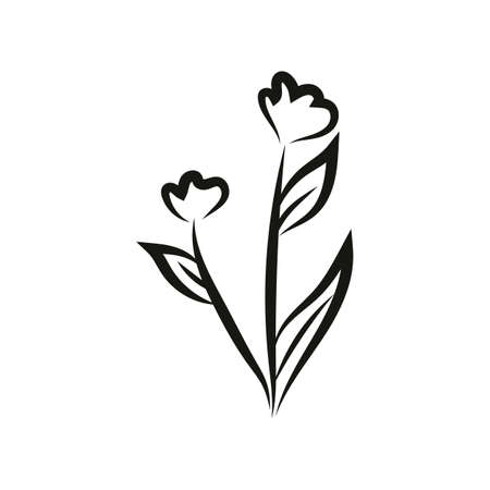 Flowers. Vector line hand drawn illustrationのイラスト素材