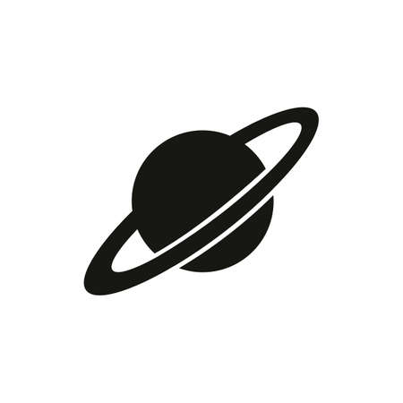 Saturn planet flat icon. Pictogram for web. Line stroke. Isolated on white background.のイラスト素材