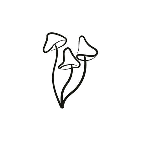 Mystical mushrooms isolated clipart, magic line. Mystical elements.のイラスト素材
