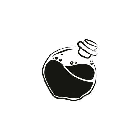 Boho potion bottle silhouette, mystical, poison or elixir. Witchcraft symbol. Alchemy vector illustrationのイラスト素材