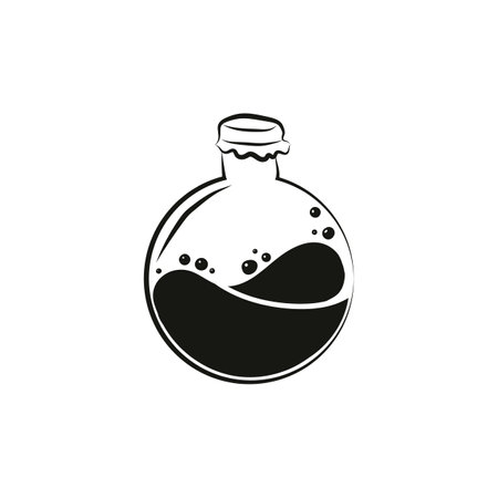 Boho potion bottle silhouette, mystical, poison or elixir. Witchcraft symbol. Alchemy vector illustrationのイラスト素材