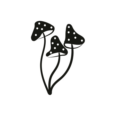 Mystical mushrooms isolated clipart, magic line. Mystical elements.のイラスト素材