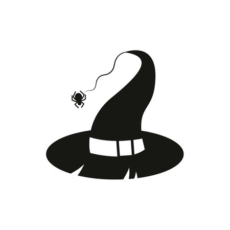 Witch Hat for Halloween. Old black hat. Isolated Witch hat.のイラスト素材
