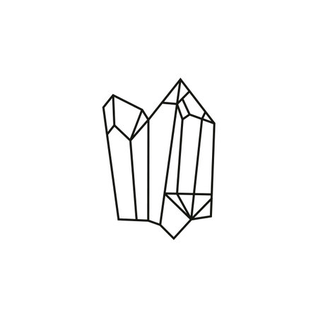 Mystical crystal. Vector print outline of mineralsのイラスト素材