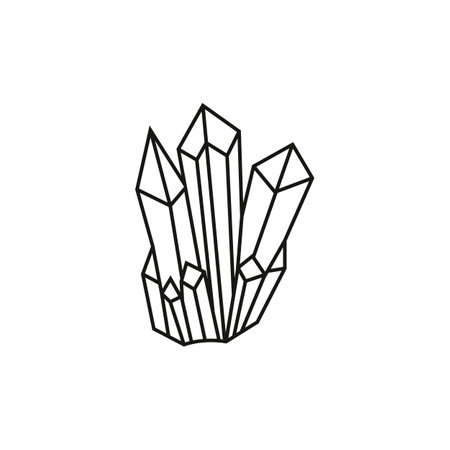 Mystical crystal. Vector print outline of mineralsのイラスト素材