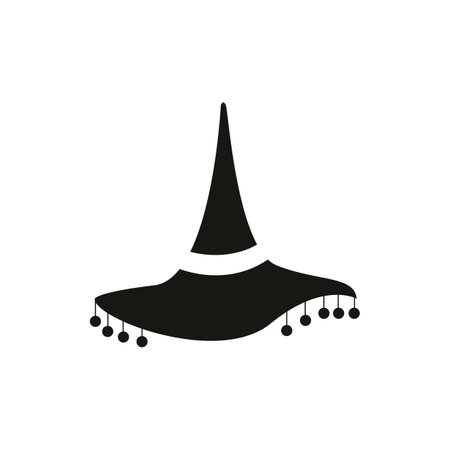 Witch Hat for Halloween. Old black hat. Isolated Witch hat.のイラスト素材