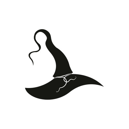 Witch Hat for Halloween. Old black hat. Isolated Witch hat.のイラスト素材