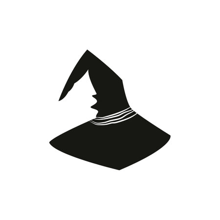 Witch Hat for Halloween. Old black hat. Isolated Witch hat.のイラスト素材