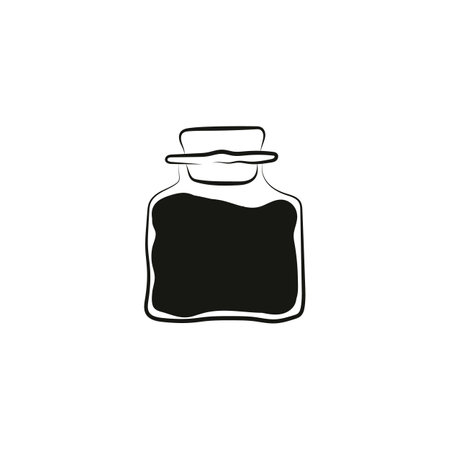 Boho potion bottle silhouette, mystical, poison or elixir. Witchcraft symbol. Alchemy vector illustrationのイラスト素材