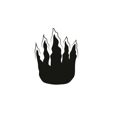 Fire icon. Black icon isolated on white background. Fire silhouette. Simple icon.のイラスト素材