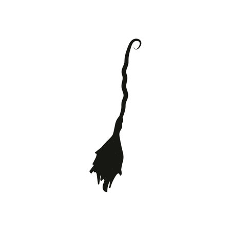 Broom silhouette. Isolated on white background. Vector illustration.のイラスト素材