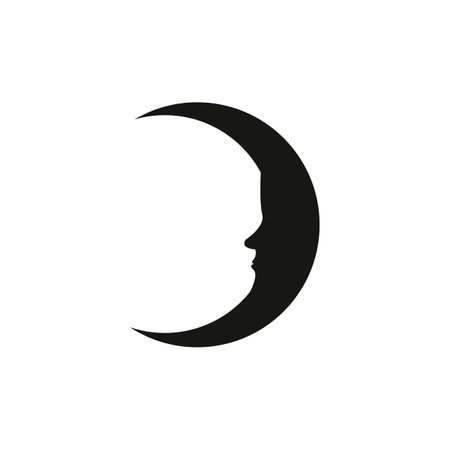 Moon vector icon. Black moon icon. Celestial crescent isolated elements.のイラスト素材