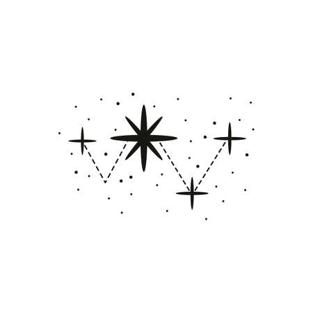Magic and alchemy stars. Trendy line art style.のイラスト素材