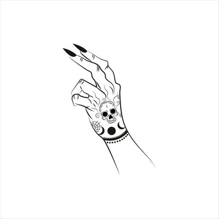 Mystical Witches hand. Boho style.のイラスト素材