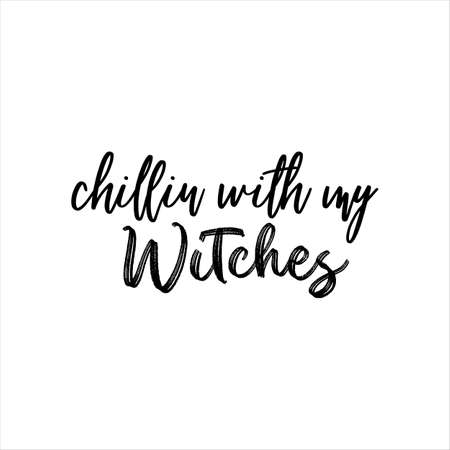 Chillin with my Witches of black ink on a white background.のイラスト素材