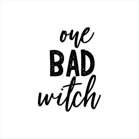 One Bad Witch of black ink on a white background.のイラスト素材