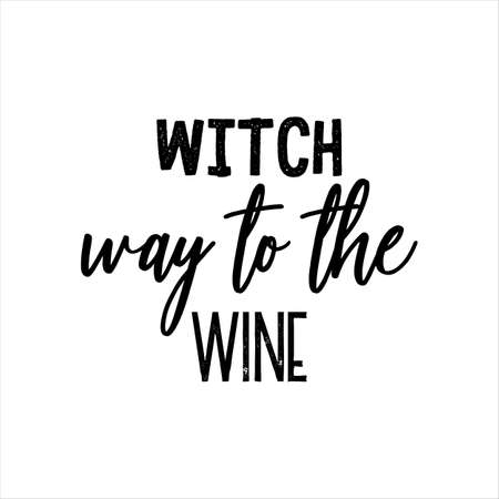 Witch Way to the Wine of black ink on a white background.のイラスト素材