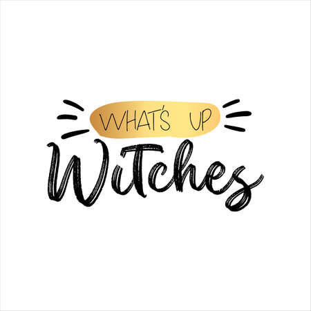 Whats up Witches of black ink on a white background.のイラスト素材