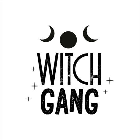Witch Gang of black ink on a white background.のイラスト素材