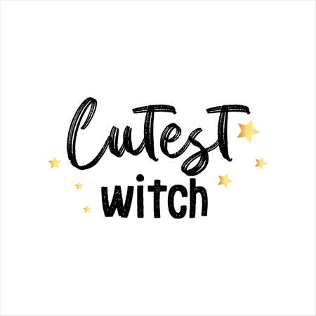 Cutest Witch of black ink on a white background.のイラスト素材