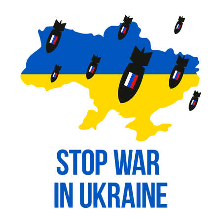 Stop War in Ukraine. Ukraine War Poster. Vector Illustration.のイラスト素材