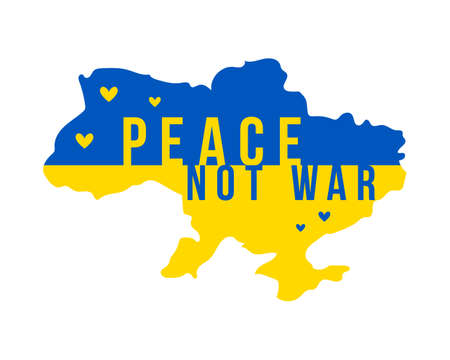 Peace Not War. Stop War in Ukraine. Ukraine War Poster. Vector Illustration.のイラスト素材
