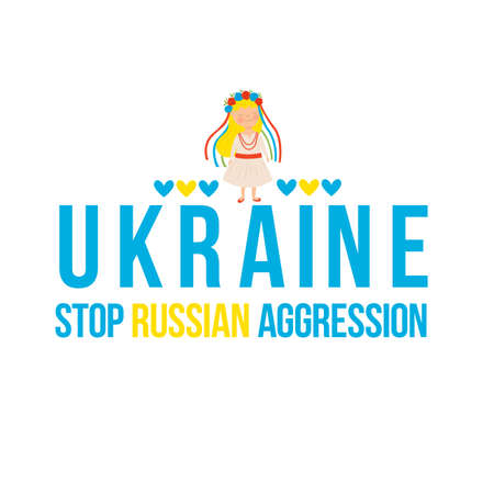 Stop Russian Aggresion. Stop War in Ukraine. Ukraine War Poster. Vector Illustration.のイラスト素材
