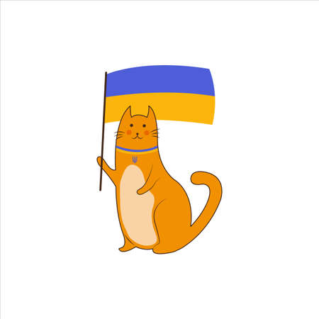 Ukrainian cat. Stop War in Ukraine. Vector Illustration.のイラスト素材