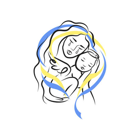 Ukrainian girl. Stop War in Ukraine. Ukraine War Poster. Vector Illustration.のイラスト素材