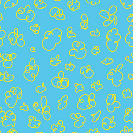Ukrainian ornament in blue, yellow colours. Vector Seamless pattern. Abstract Background wallpaper designのイラスト素材