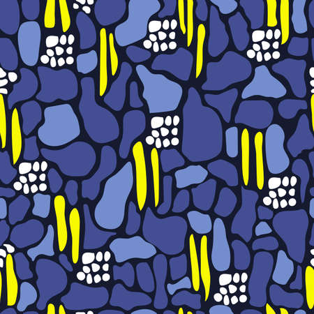 Ukrainian ornament in blue, yellow colours. Vector Seamless pattern. Abstract Background wallpaper designのイラスト素材
