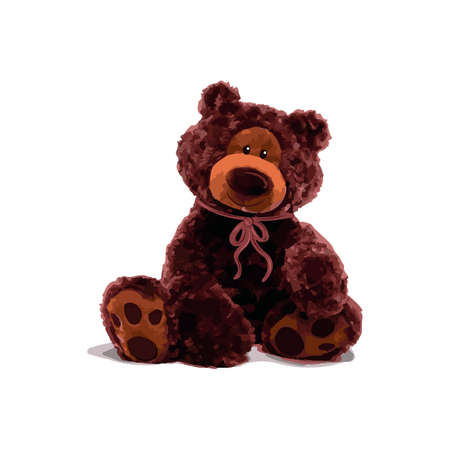 Cute brown bear doll vector illustration on isolated backgroundのイラスト素材