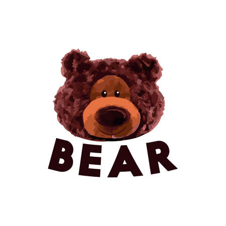 Cute brown bear doll vector illustration on isolated backgroundのイラスト素材